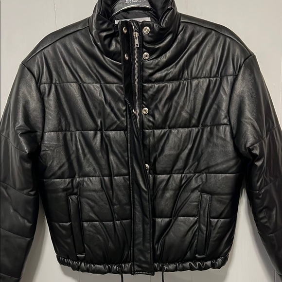 Black Puffer Jacket With Silver Accents Size Small - Picture 3 of 6